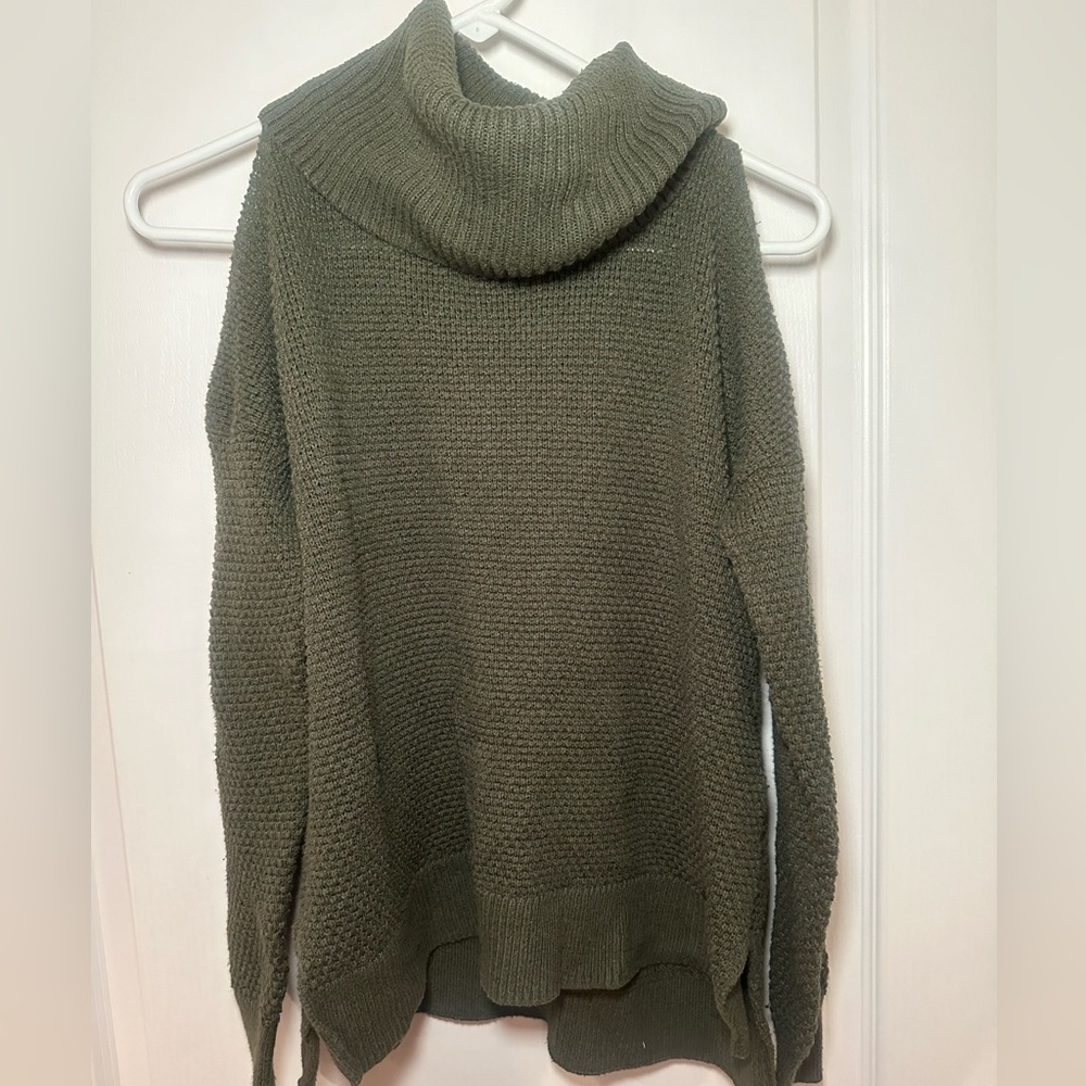 cold shoulder turtleneck sweater